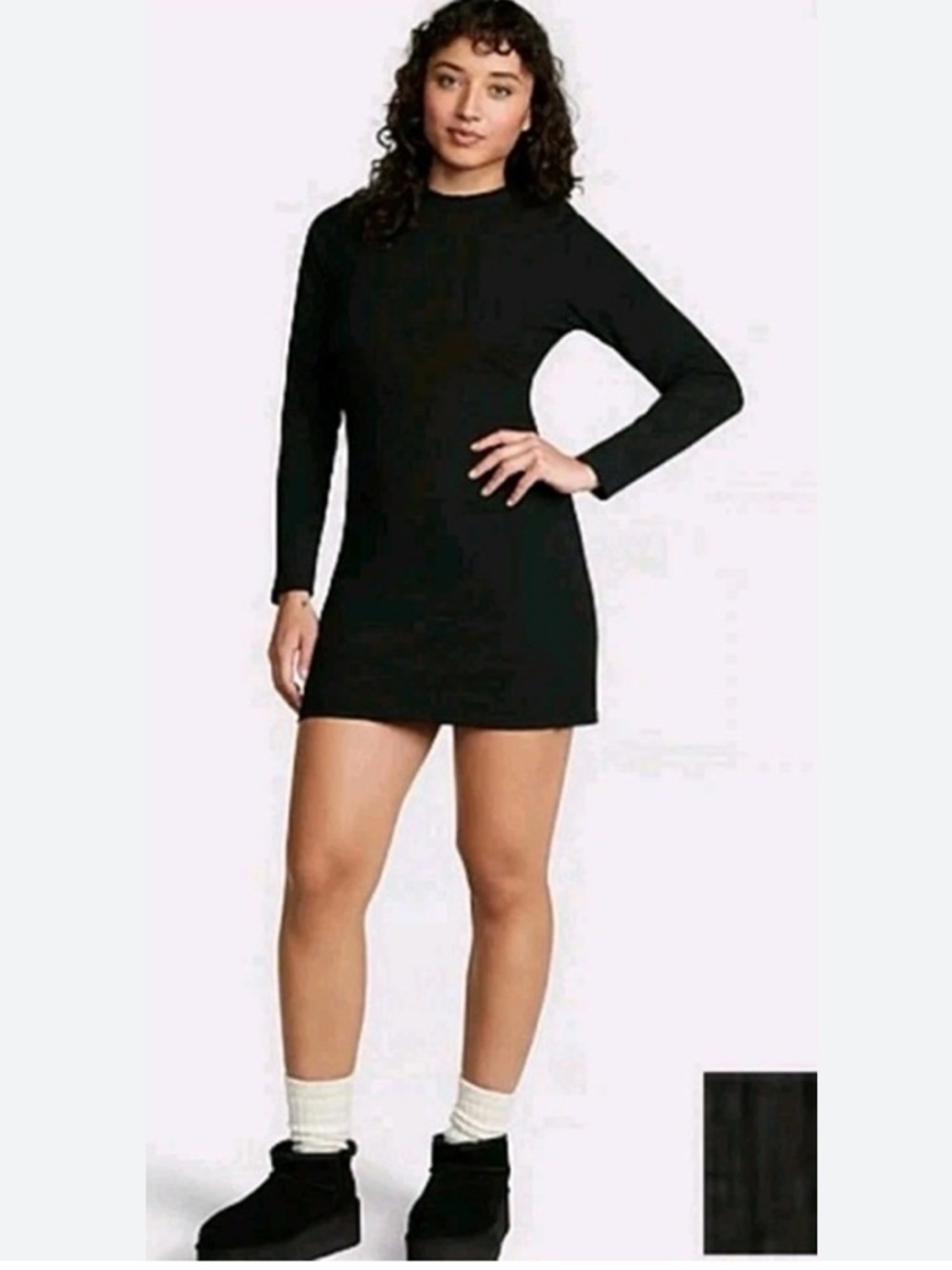 PINK By Victoria's
Secret STRETCH
COTTON LONG-SLEEVE Ribbrf
MOCK-NECK DRESS